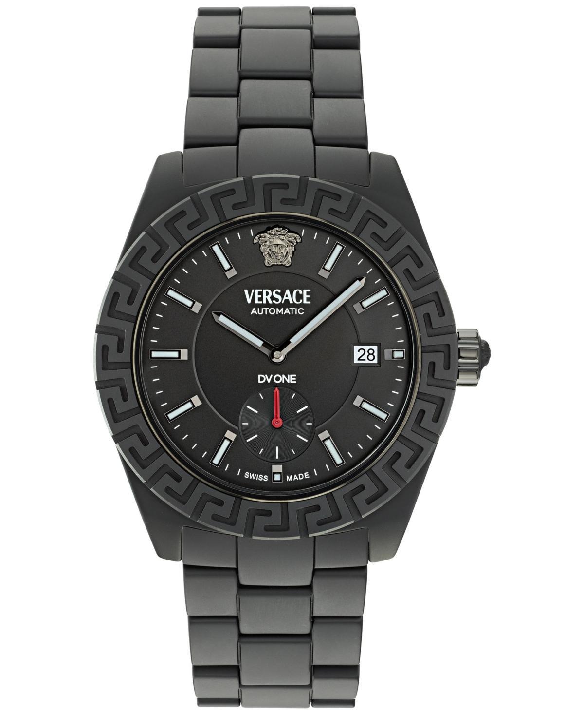 Versace Mens Swiss Automatic Matte Black Ceramic Bracelet Watch 43mm Product Image