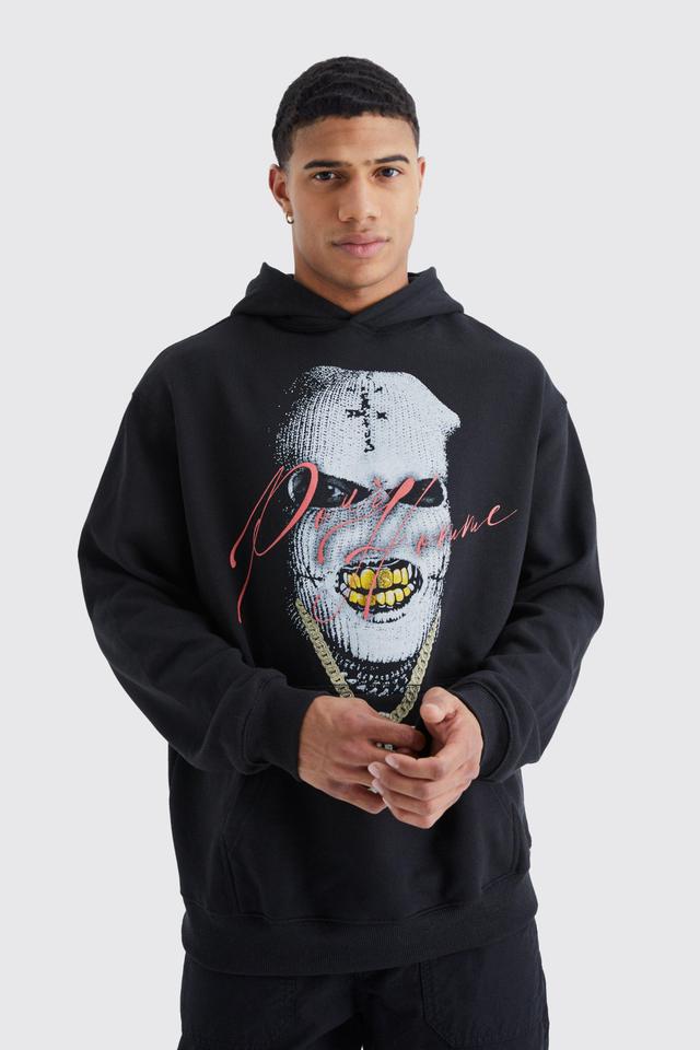 Oversized Mask Graphic Hoodie | boohooMAN USA Product Image