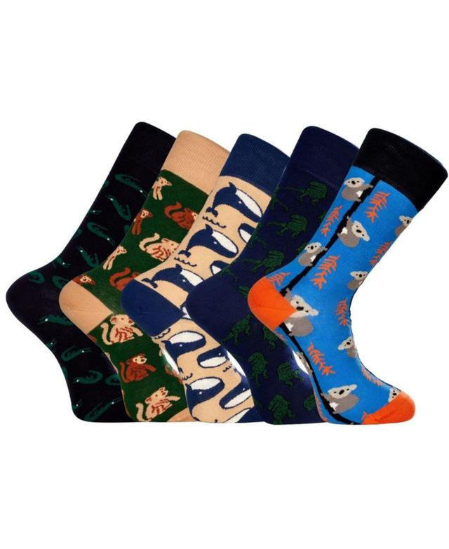 Love Sock Company 5 Pack Mens Luxury Cotton Patterned Novelty Crew Socks with Seamless Toe. Mix 1 Bundle Sock, Pack Of 5 Product Image