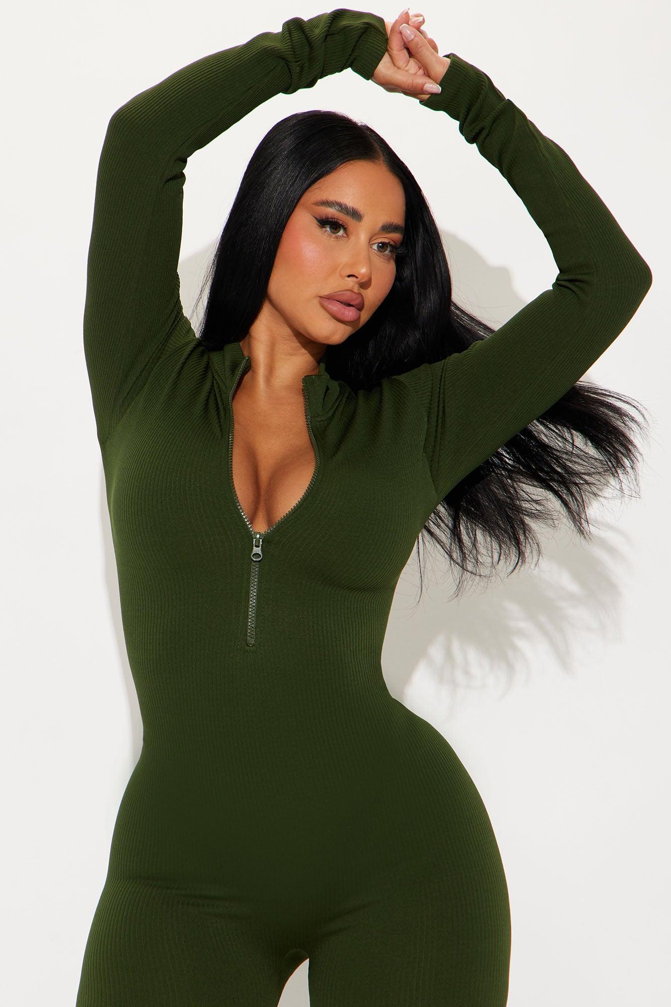 Chloe Seamless Jumpsuit - Olive Product Image