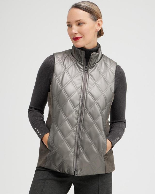 Women's Faux Leather Vest Product Image