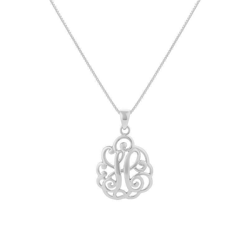 PRIMROSE Sterling Silver Monogram Initial Pendant Necklace, Womens Grey Product Image