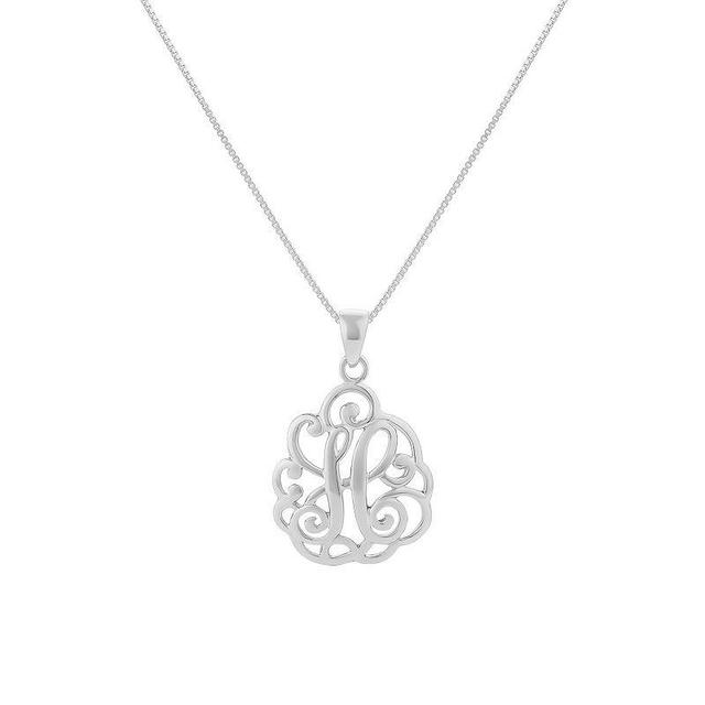 PRIMROSE Sterling Silver Monogram Initial Pendant Necklace, Womens Silver Tone H Product Image