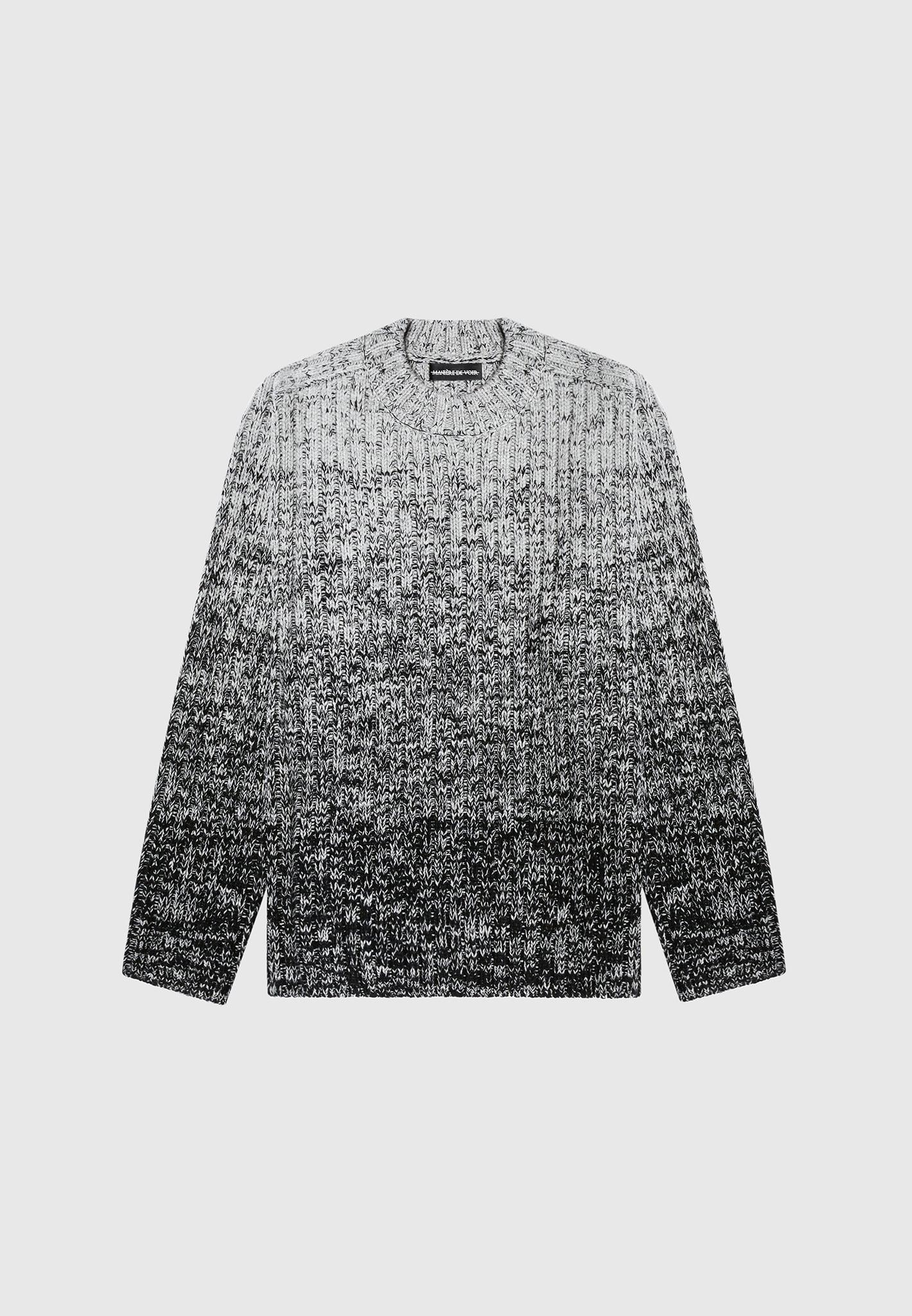 Ombré Chunky Knit Jumper - Grey/Black Male Product Image