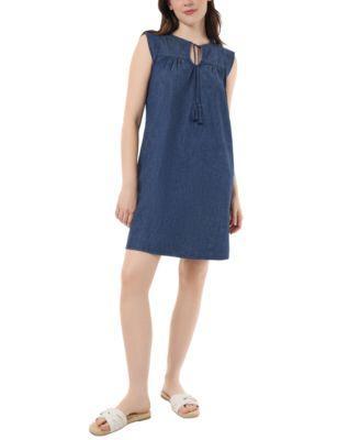 Jones New York Womens Miah Tasseled-Tie Shift Dress Product Image