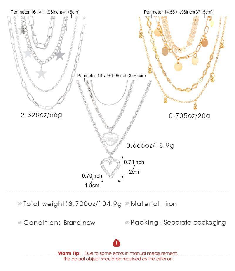 Heart Pendant Layered Alloy Necklace Product Image