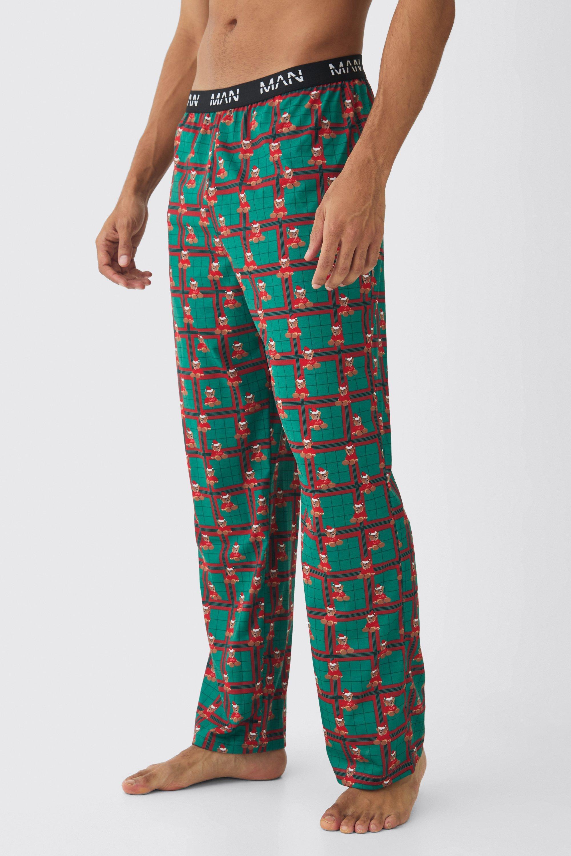 Man Teddy Bear Christmas Lounge Bottoms | boohooMAN USA Product Image