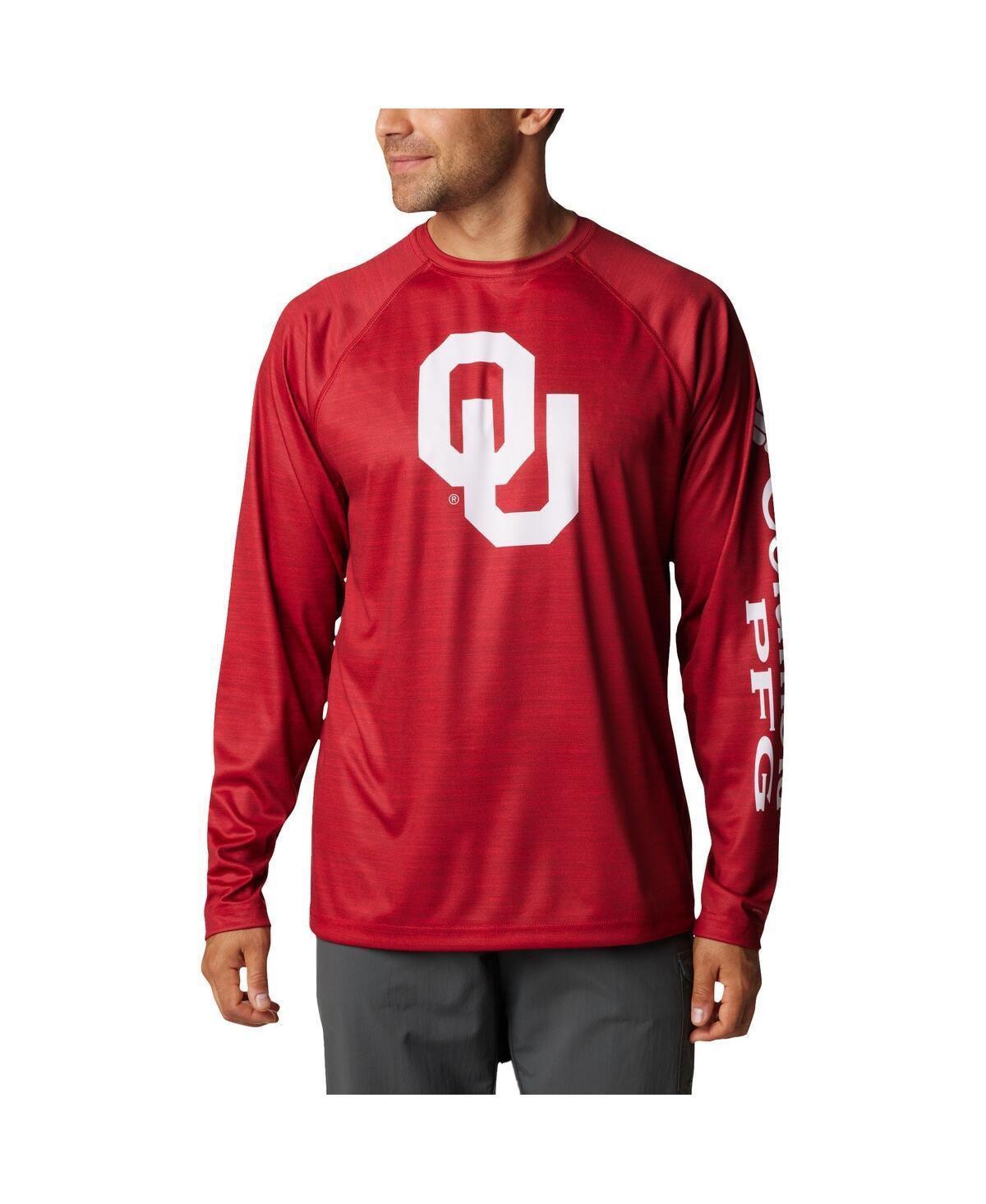 Mens Columbia Crimson Oklahoma Sooners Pfg Terminal Tackle Omni-Shade Raglan Long Sleeve T-shirt Product Image