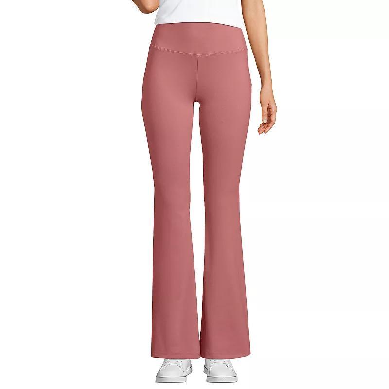 Womens Lands End Active High Impact High-Rise Slim Flare Pants Dark Pink Clay Product Image