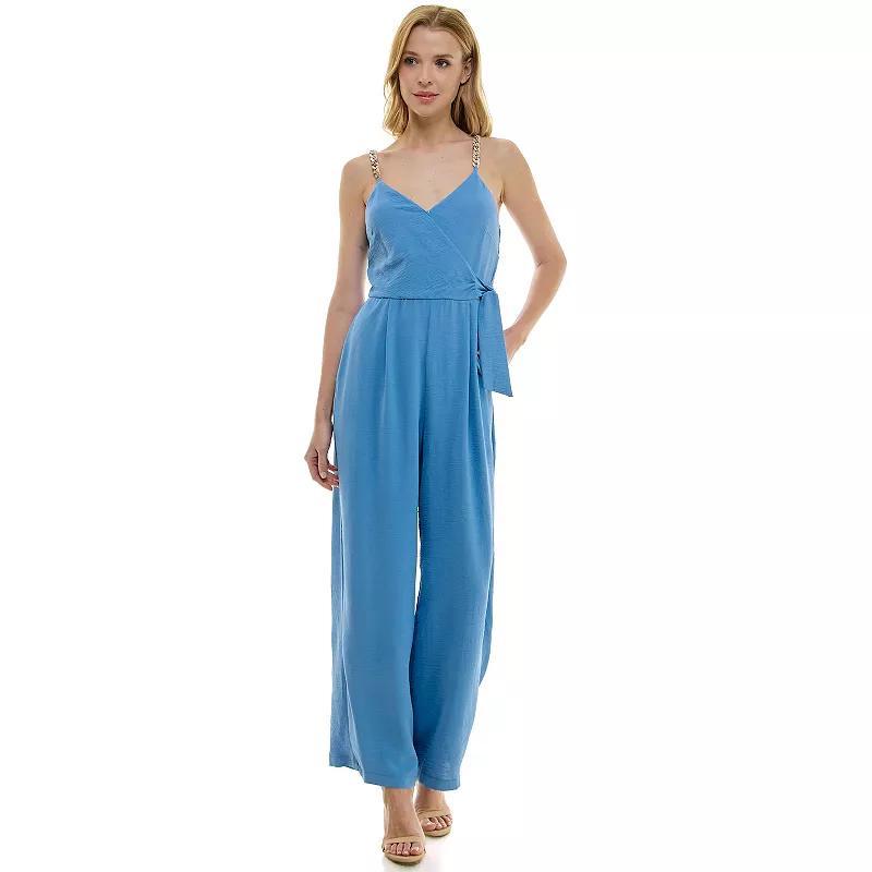 Womens Luxology Faux-Wrap Trim Detail Jumpsuit Product Image