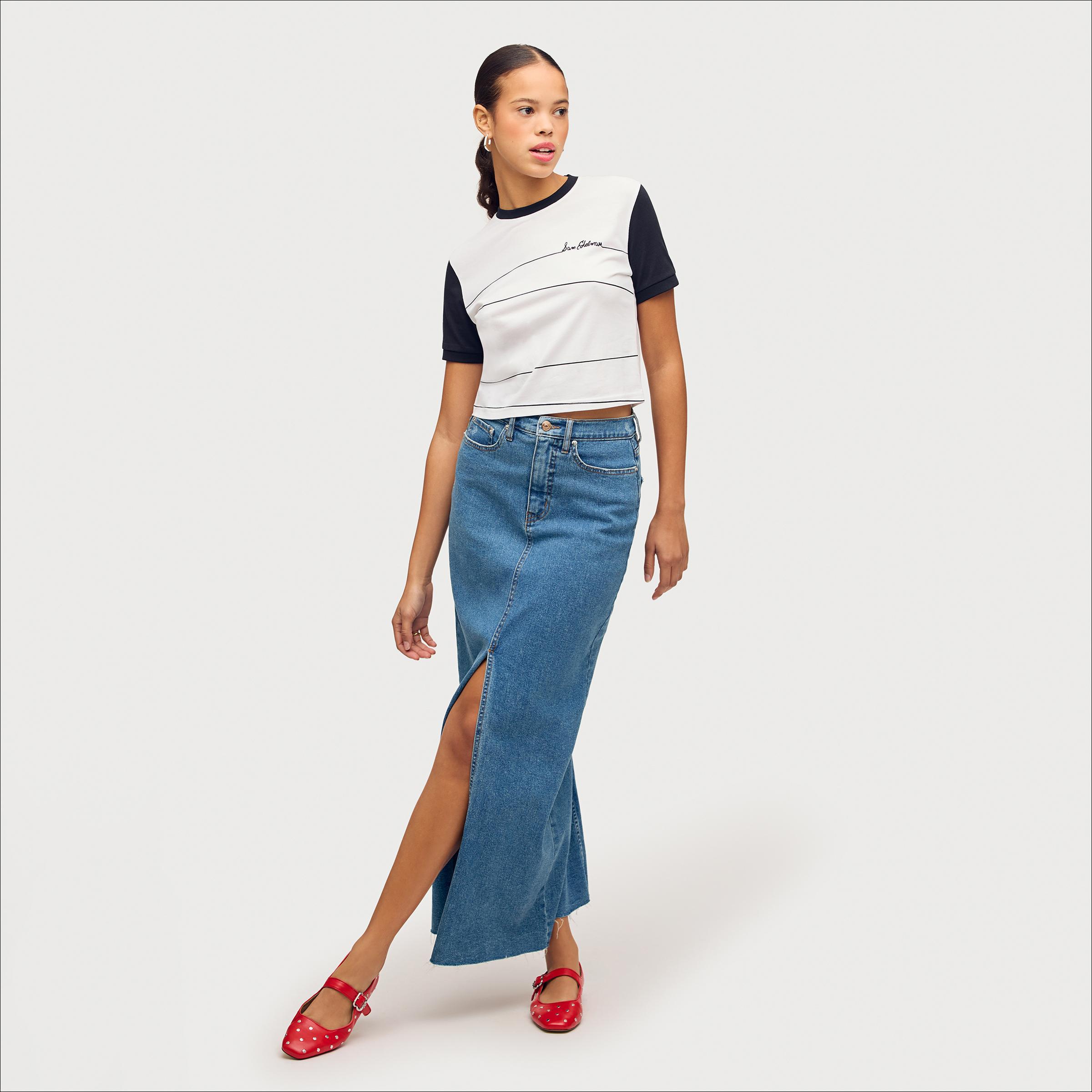 Sam Edelman Dempsey Front Slit Denim Maxi Skirt Product Image