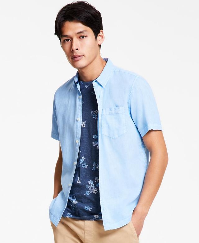 Sun + Stone Mens Blake Linen Chambray Short Sleeve Button-Front Shirt, Created for Macys Product Image