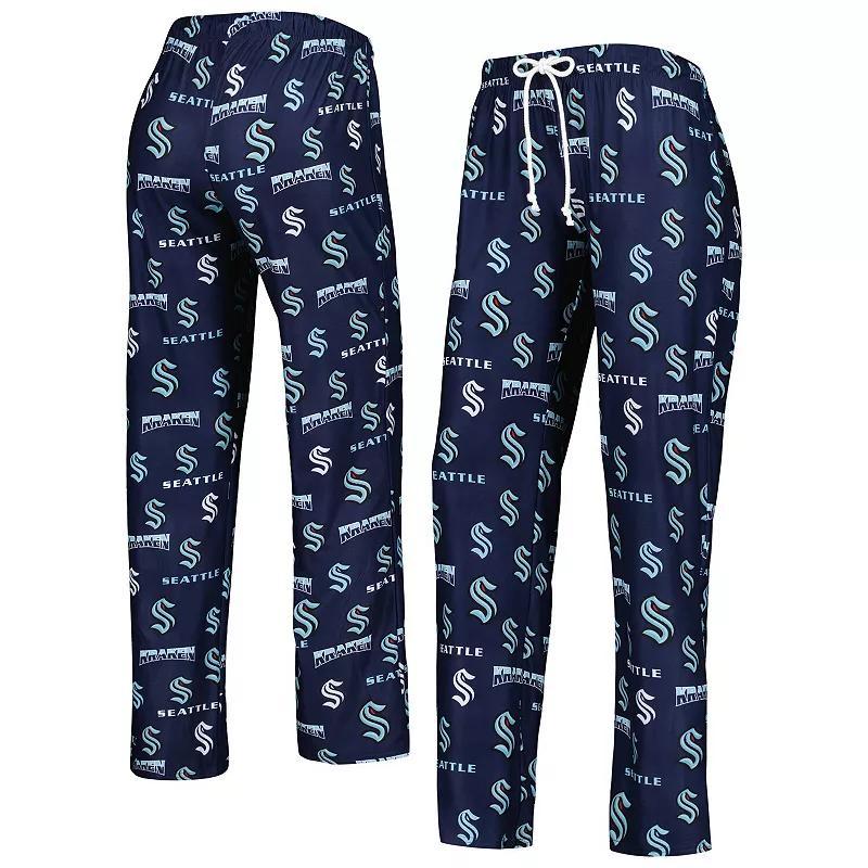 Womens Concepts Sport Deep Sea Blue Seattle Kraken Breakthrough Allover Logo Sleep Pants Krk Blue Product Image