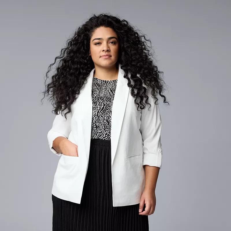 Plus Size Simply Vera Vera Wang Roll Tab Blazer, Womens Product Image