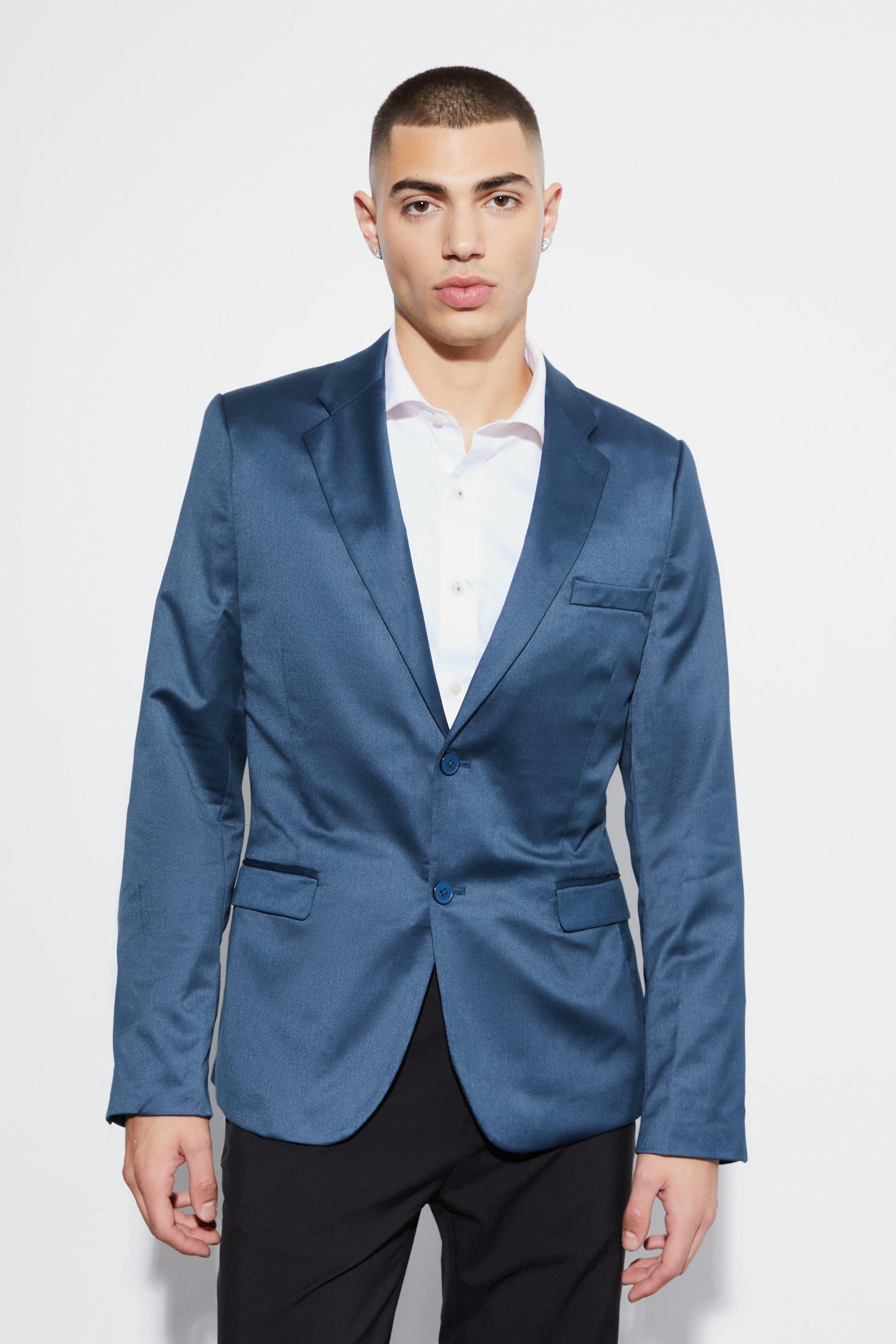 Skinny Satin Suit Jacket | boohooMAN USA Product Image