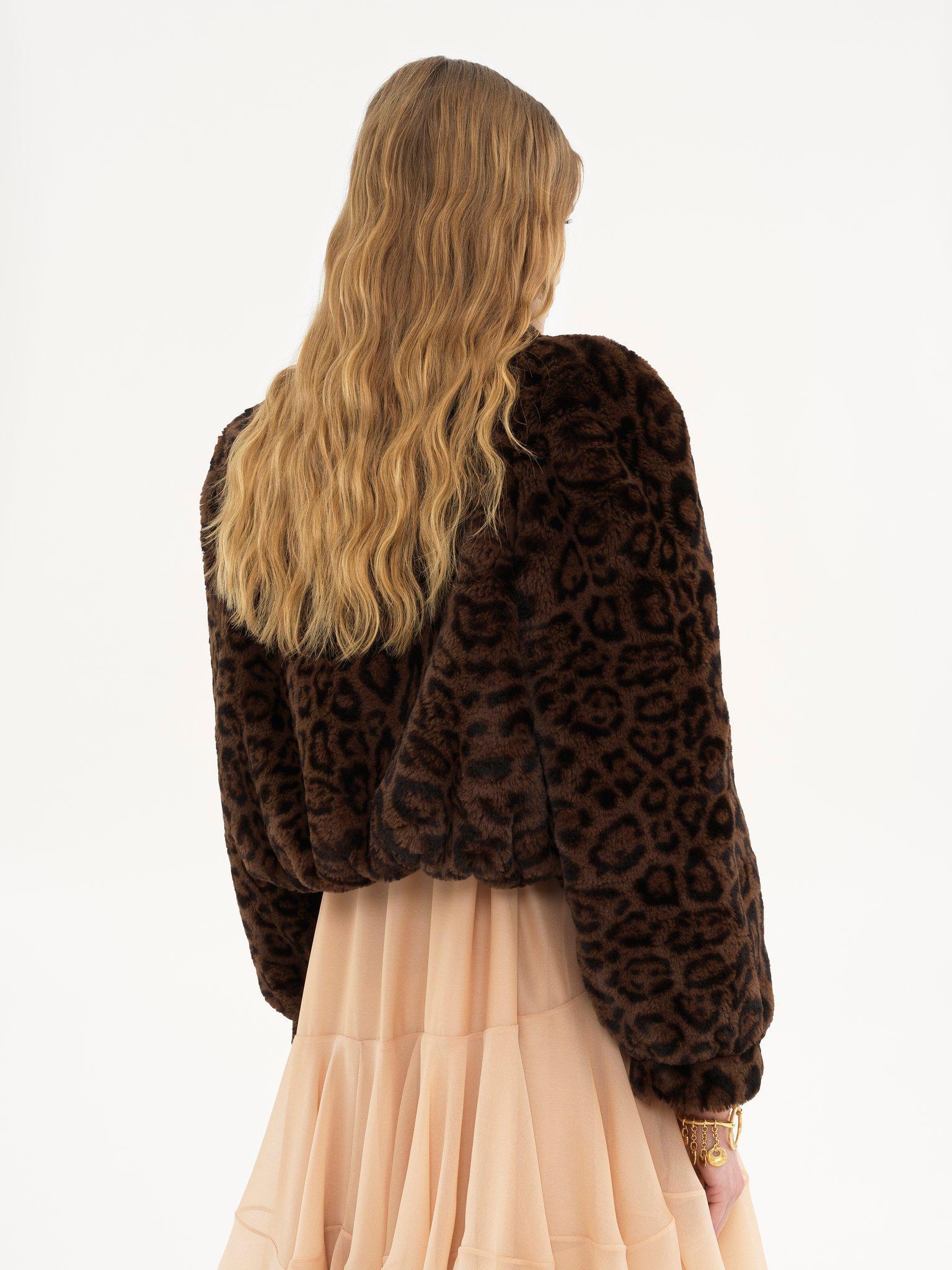 Cropped bomber jacket in faux fur Product Image