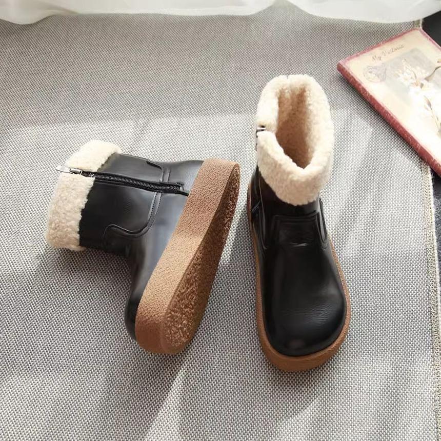 Faux Leather Short Snow Boots Product Image