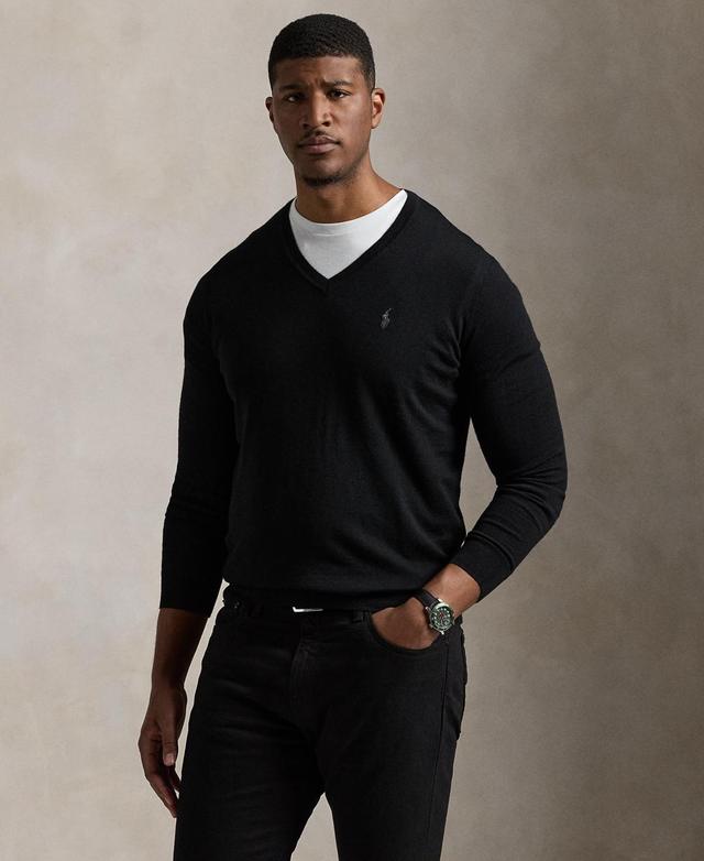 Polo Ralph Lauren Mens Big & Tall Washable Wool V-Neck Sweater Product Image