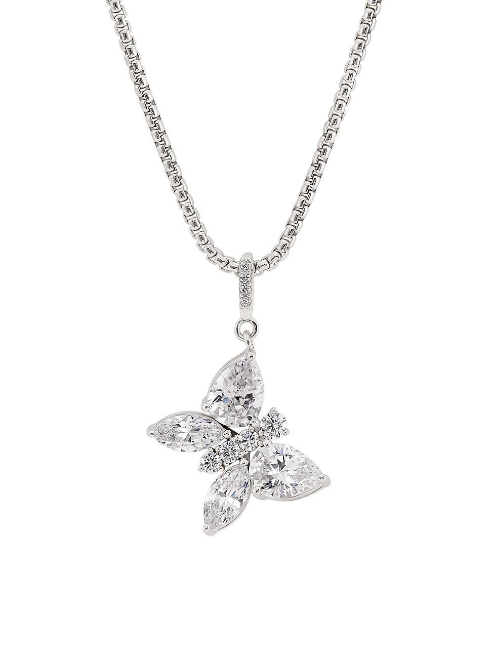 Womens Taylor Sterling Silver & Cubic Zirconia Butterfly Pendant Necklace Product Image