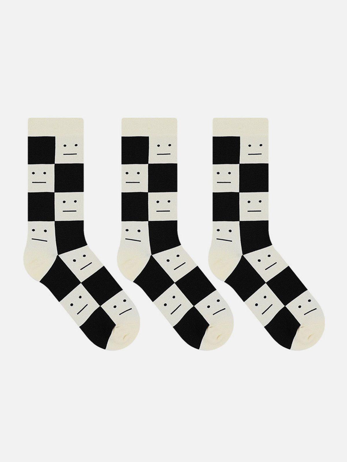 Checkered Smiley Socks Product Image