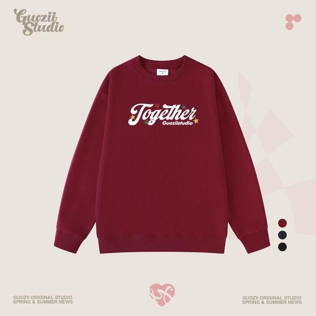 Crew Neck Lettering Print Pullover Product Image