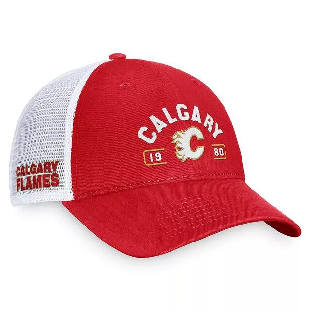 Mens Fanatics Red/White Calgary Flames Free Kick Trucker Adjustable Hat Product Image