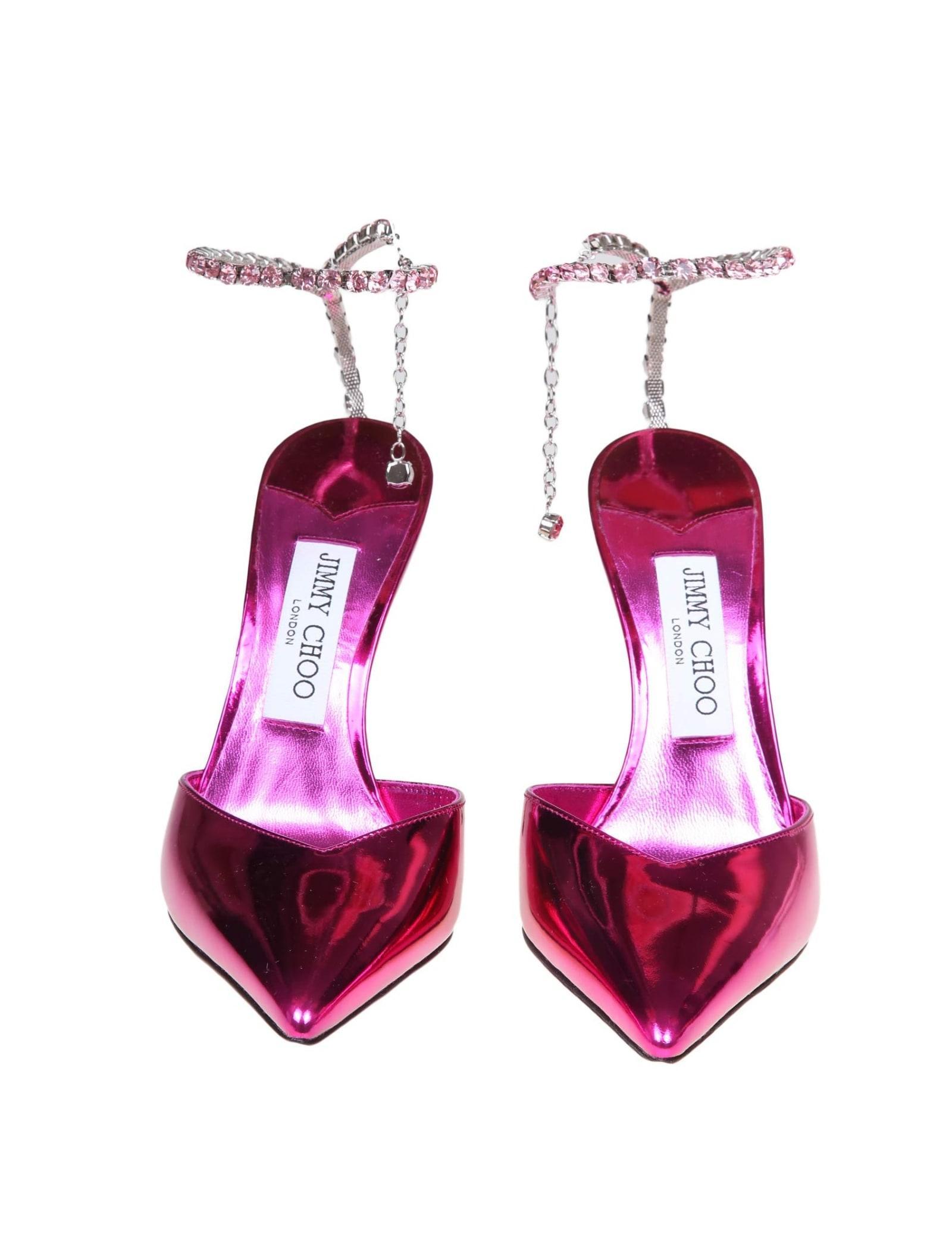 Saeda 100 Pumps In Fucsia Metallic Leather In Fuchsia Product Image