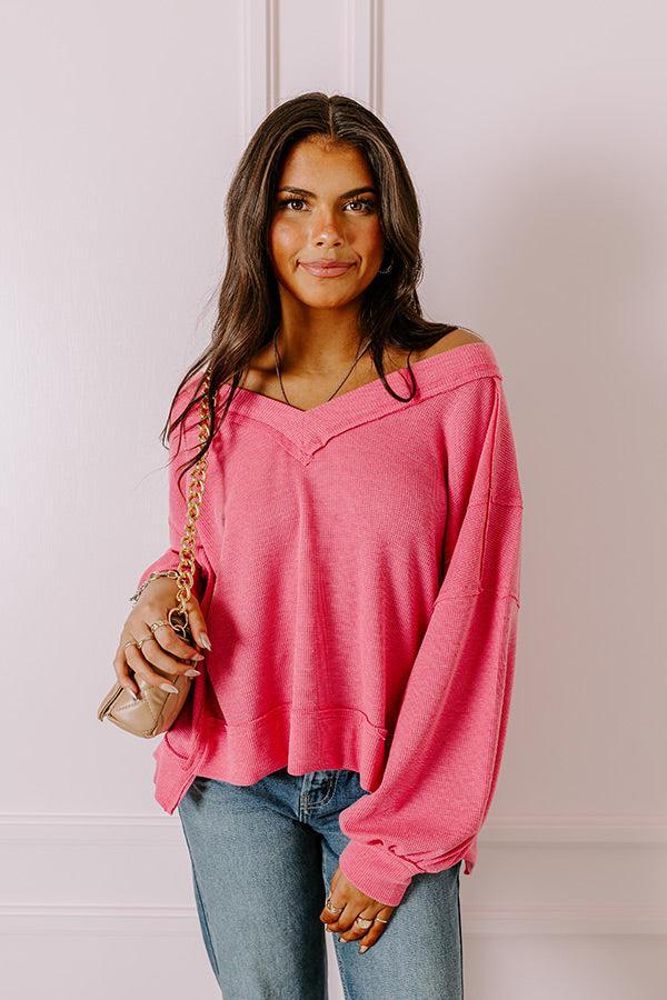 Springtime Sips Waffle Knit Top Product Image