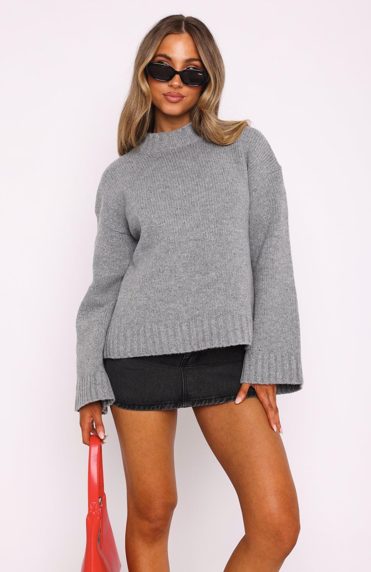 Winter's Chill Knit Sweater Grey Product Image