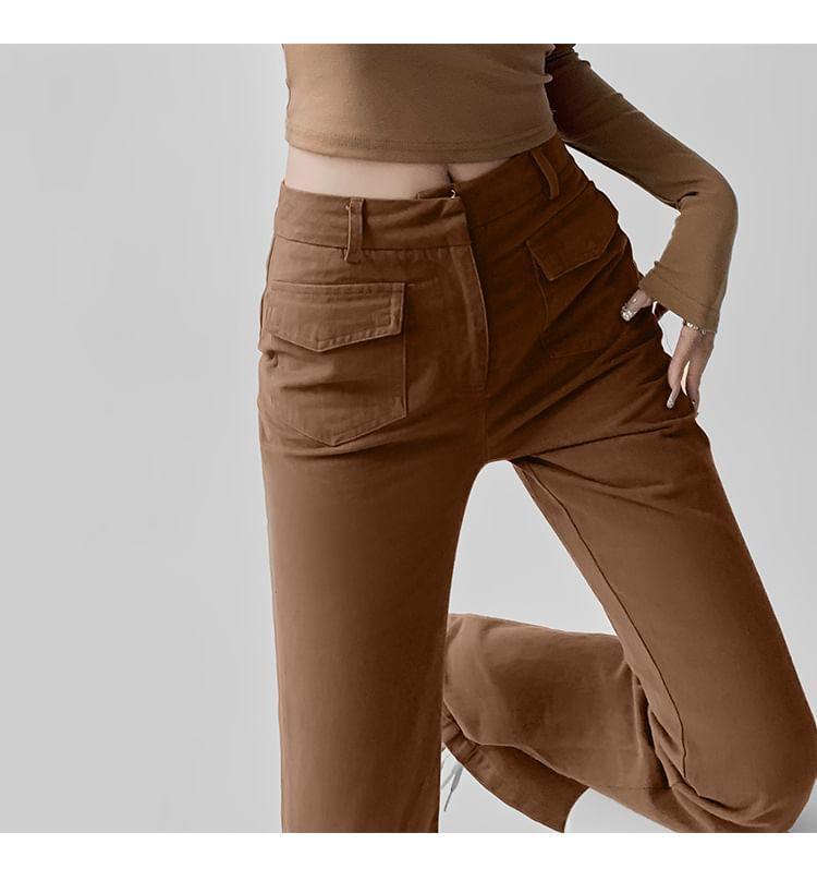 Mid Waist Plain Flared Jeans Product Image