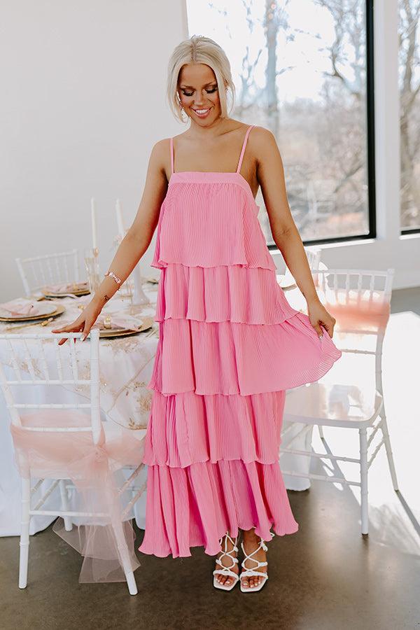 Dreamy Mood Pleated Midi In Pink Product Image