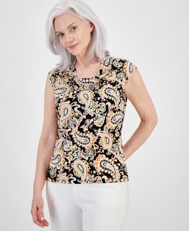 Women's Paisley-Print Cowlneck Blouse Product Image