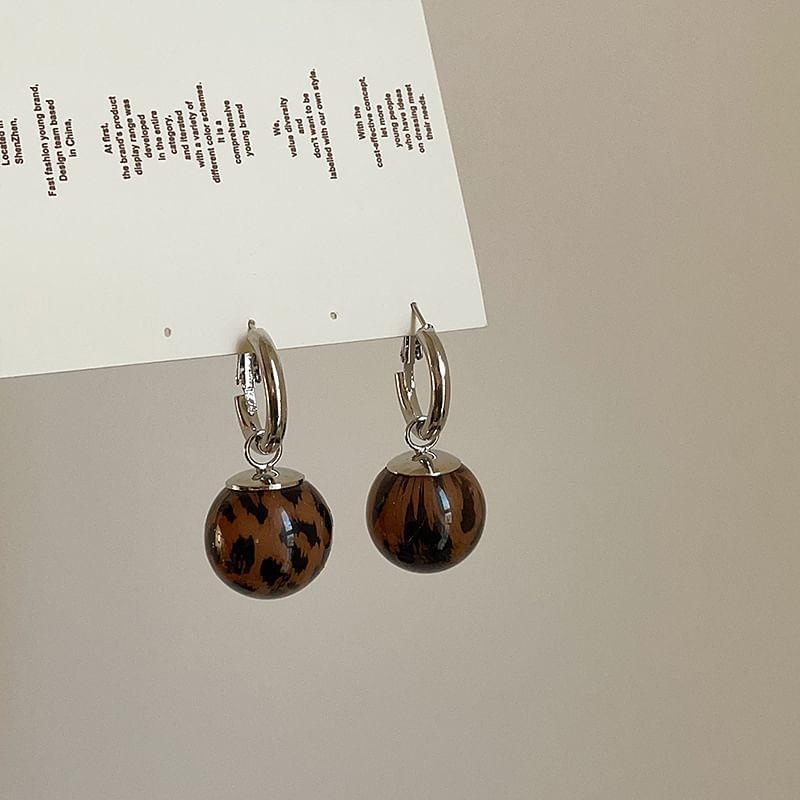 925 Sterling Silver Leopard Print Ball Drop Earring Product Image