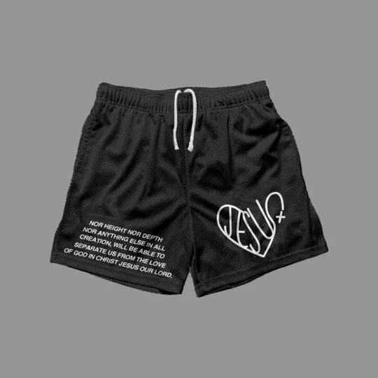 Vintage The Love Of God In Christ Jesus Our Lord Art Graphics Mesh Shorts Product Image