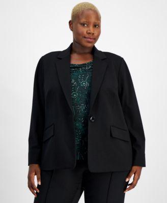 Plus Size Compression Single-Button Blazer Product Image