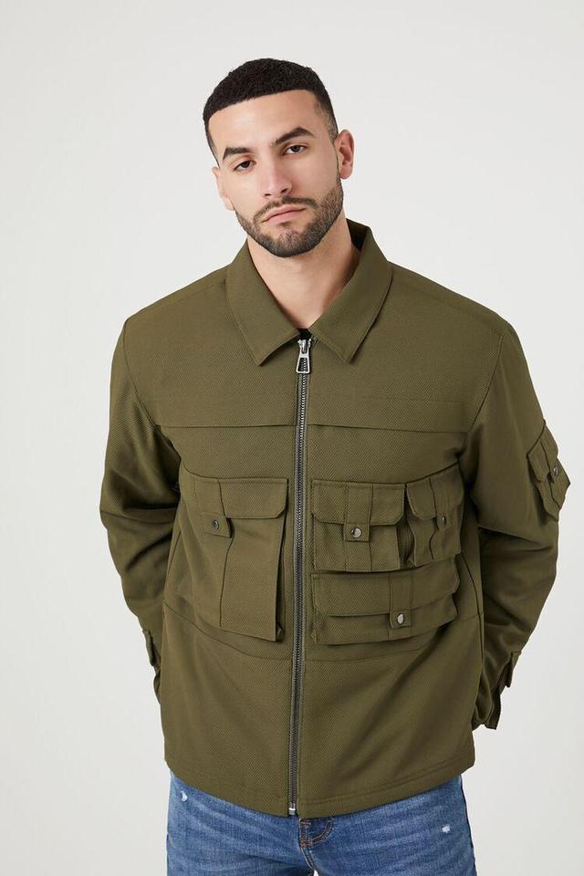 Zip-Up Cargo Trucker Jacket | Forever 21 Product Image