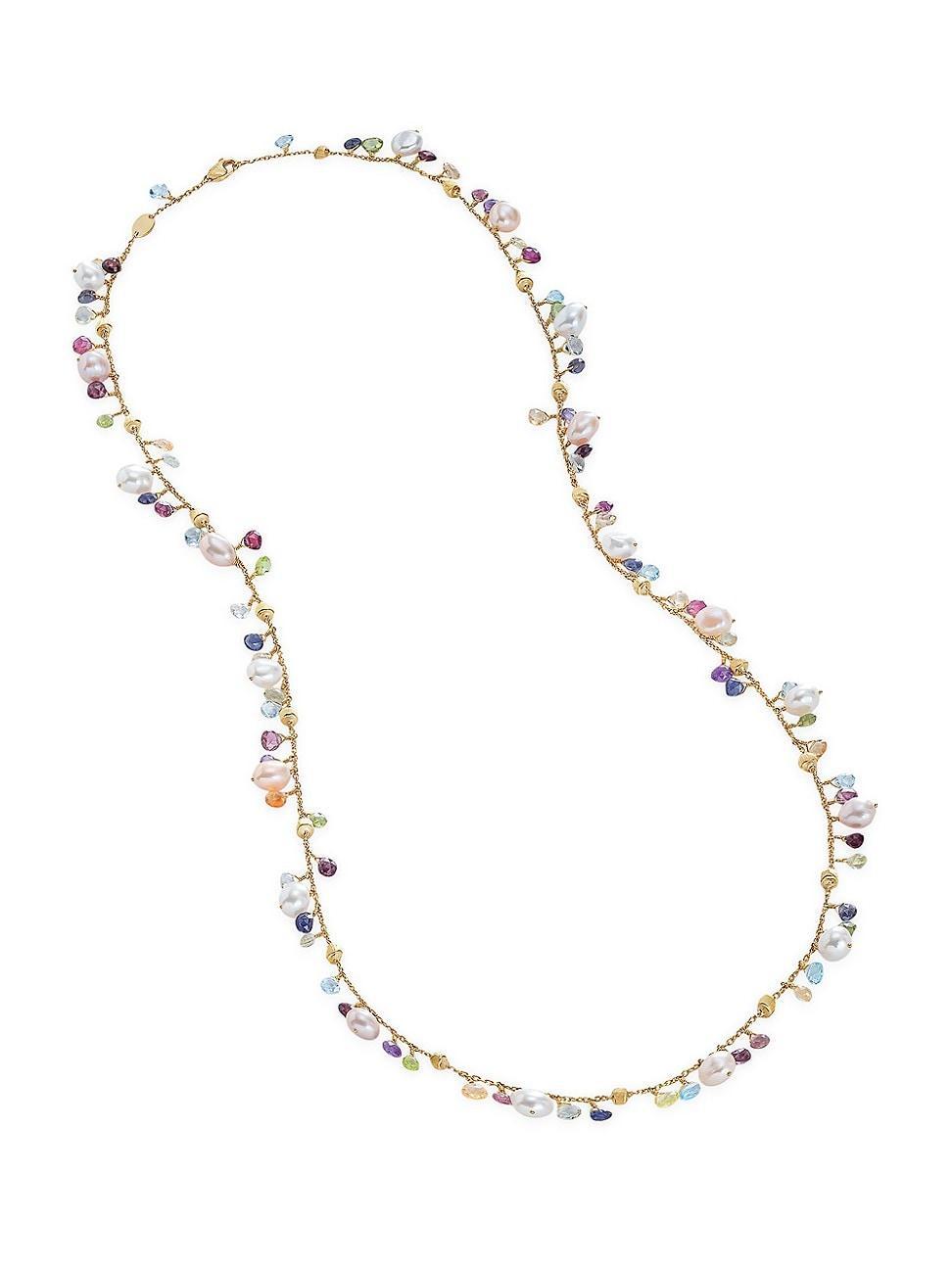 Womens Paradise Pearl 18K Gold, Pearl & Gemstone Hand-Engraved Long Necklace Product Image