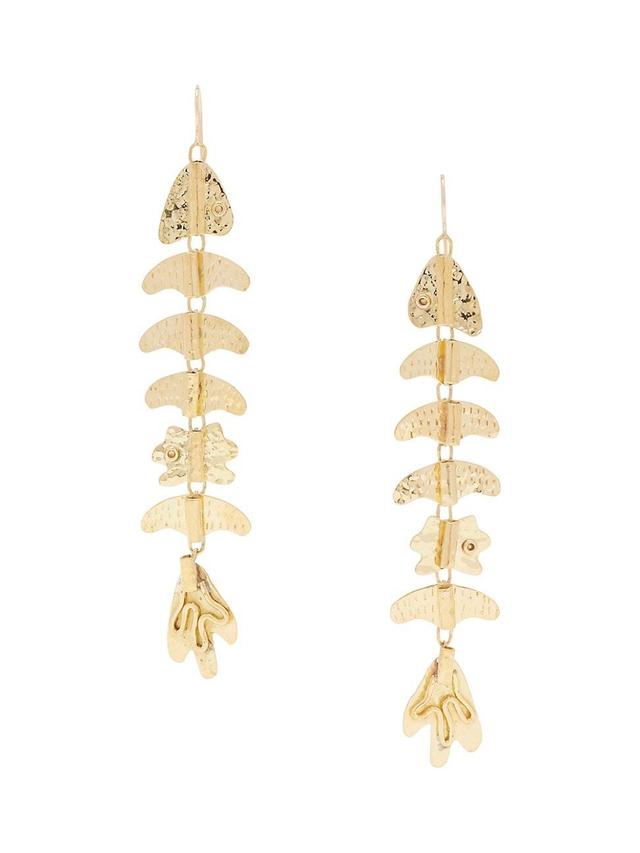 Womens Hammered Goldtone Drop Earrings Product Image