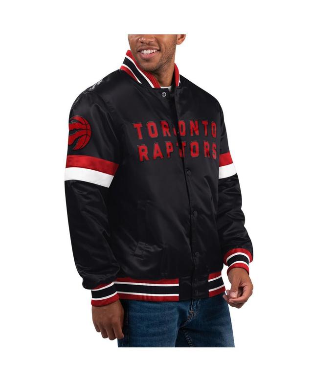 Mens Starter Black Toronto Raptors Home Game Satin Full-Snap Varsity Jacket Product Image