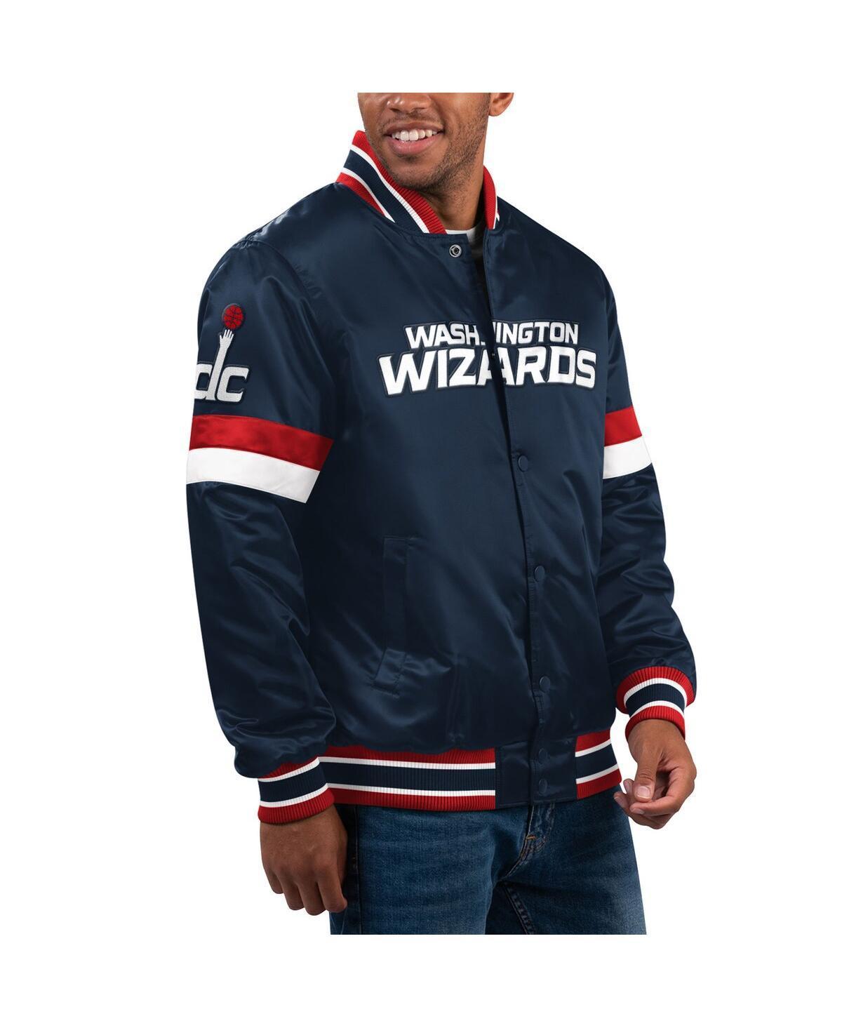 Mens Starter Navy Washington Wizards Home Game Satin Full-Snap Varsity Jacket Wiz Blue Product Image