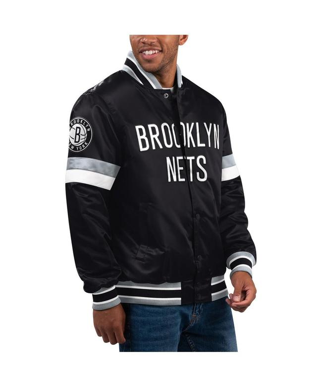 Mens Starter Brooklyn Nets Home Game Satin Full-Snap Varsity Jacket Product Image