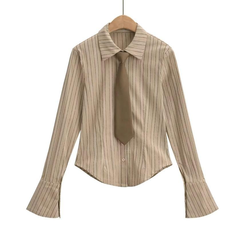 Flared-Cuff Striped Button-Up Shirt product image