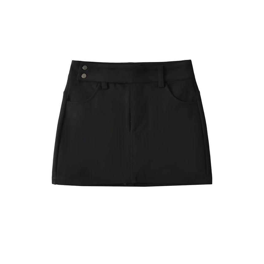 Low Rise Plain Mini Skirt Product Image