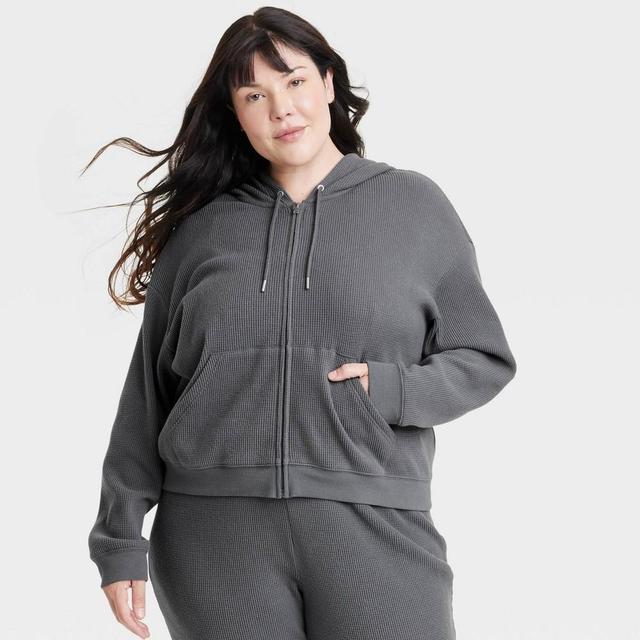 Womens Thermal Zip-Up Hoodie Sweatshirt - Auden 3X Product Image