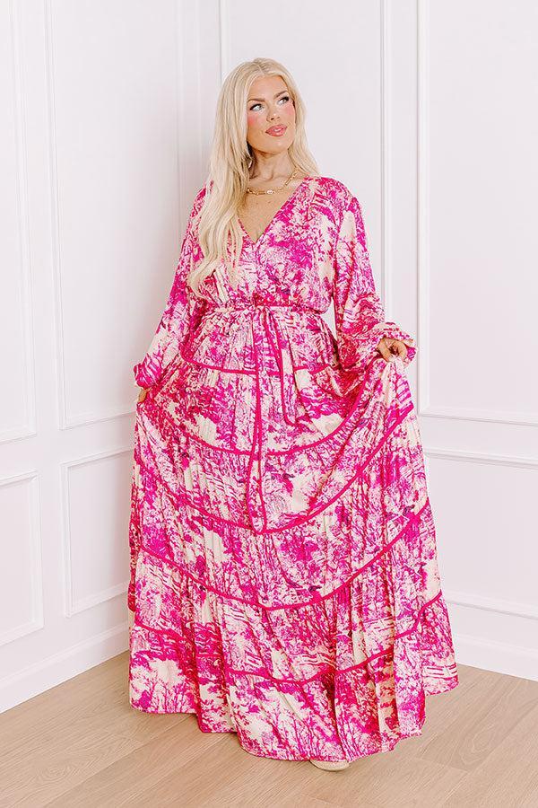 Chateau Chic Tiered Maxi Dress in Hot Pink Curves Product Image