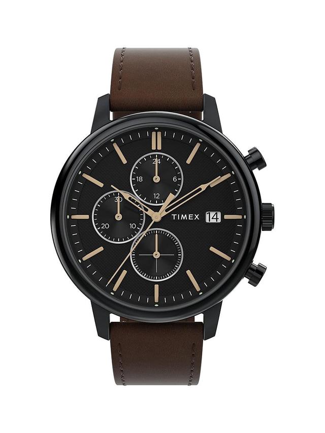 Mens Chicago Stainless Steel & Leather Strap Chronograph Watch/45MM Product Image