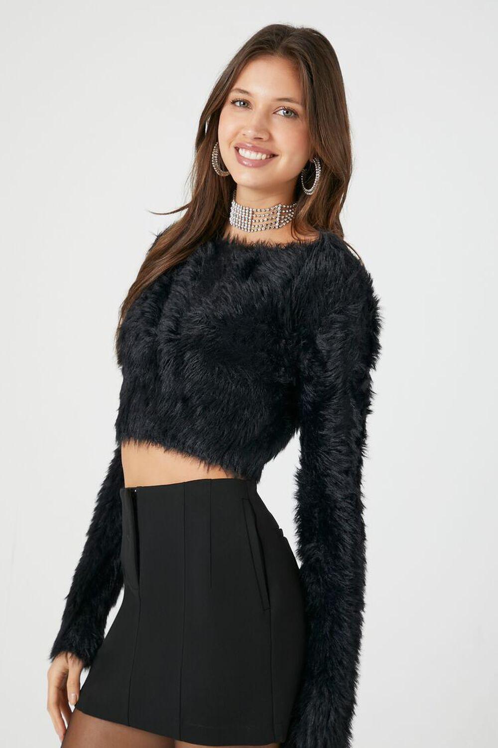 Fuzzy Knit Cropped Sweater | Forever 21 Product Image