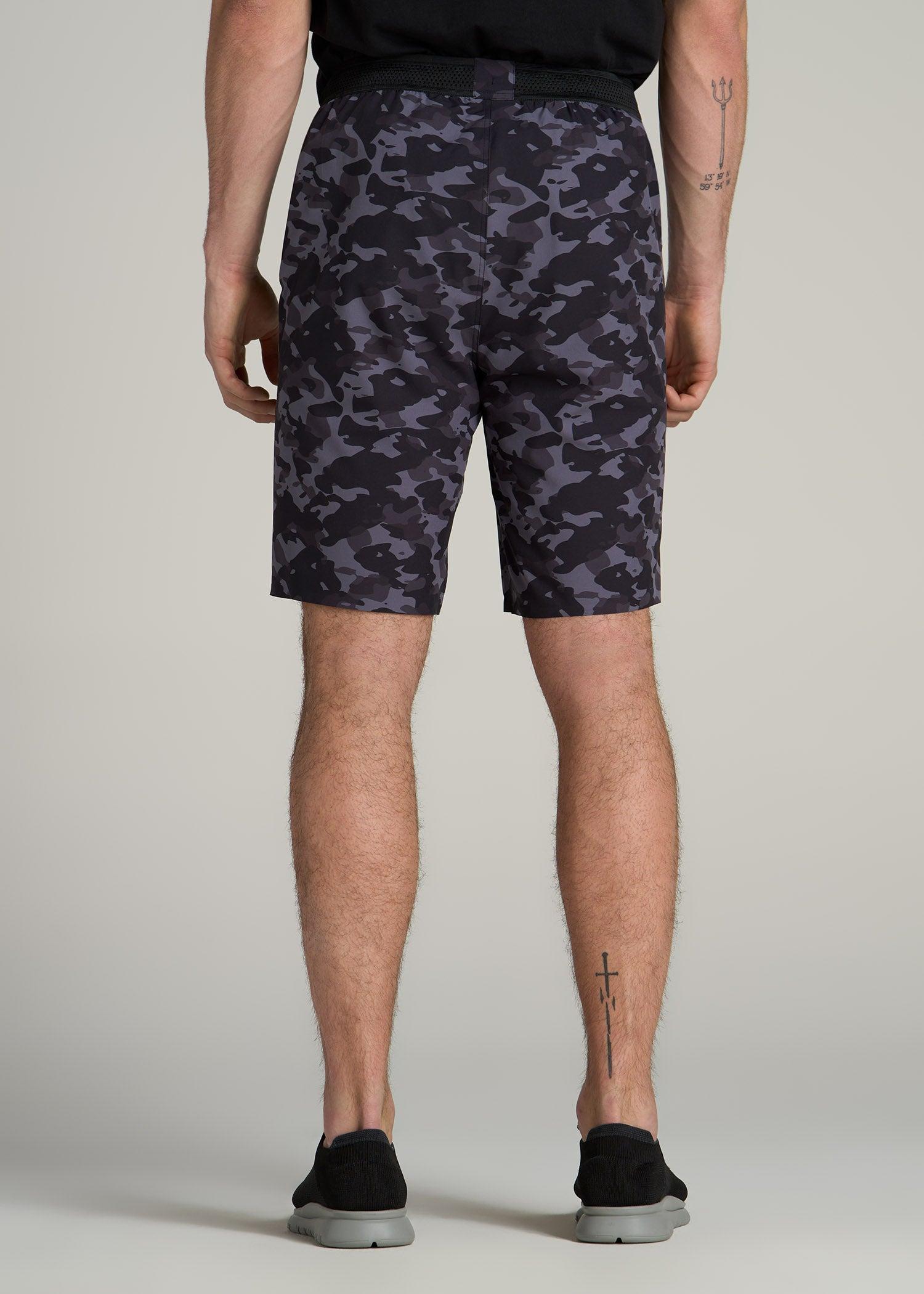 Featherweight Perforated Training Shorts for Tall Men in Black Camo Product Image