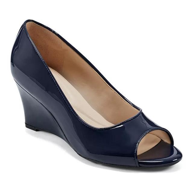 Easy Spirit Coleen Womens Peep Toe Sculpted Wedge Pump Heels Blue Product Image