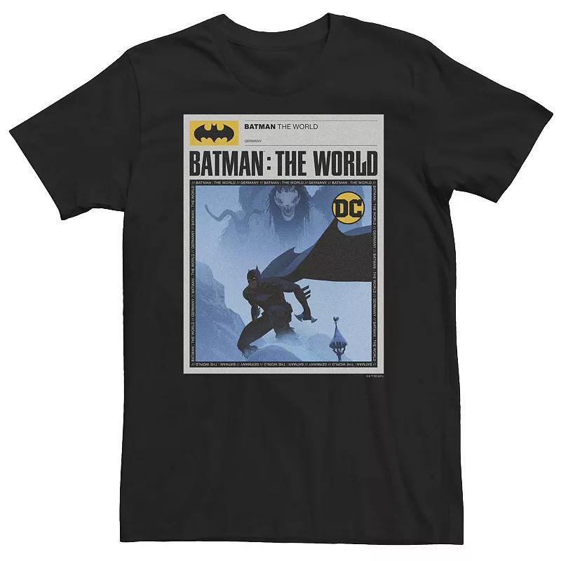 Big & Tall DC Comics Batman: The World Germany News Poster Tee, Mens Product Image